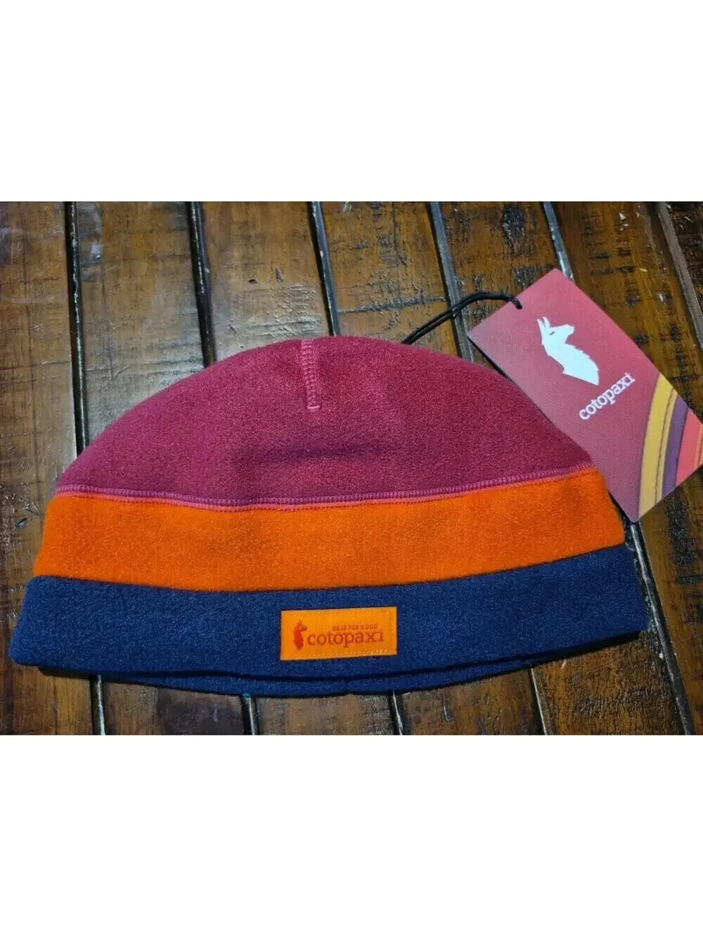 Cotopaxi Hat Beanie Mens One Size Red Orange Blue Fleece Striped Winter Warm NEW